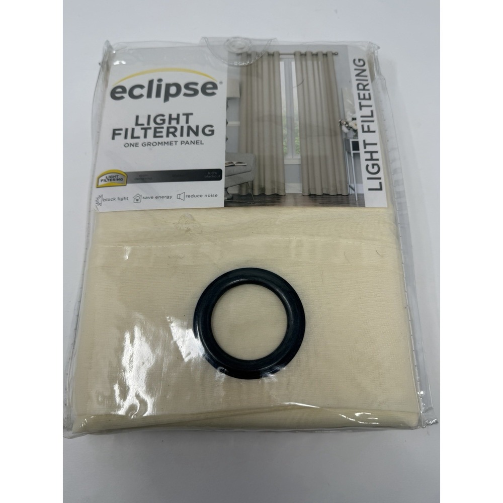 Eclipse Liberty Light Filtering Curtain Panel 52" x 95" Ivory Grommet‎ New